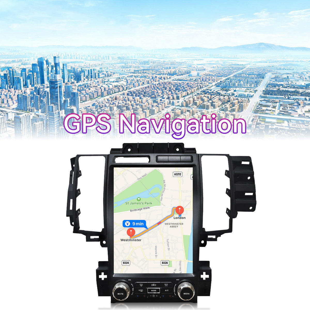 12.1" 4GB+64GB | Qualcomm 8-Core | Android 13 — Car Stereo Compatible with Ford Taurus 2012-2014, Wireless CarPlay/Android Auto, GPS & DSP Audio