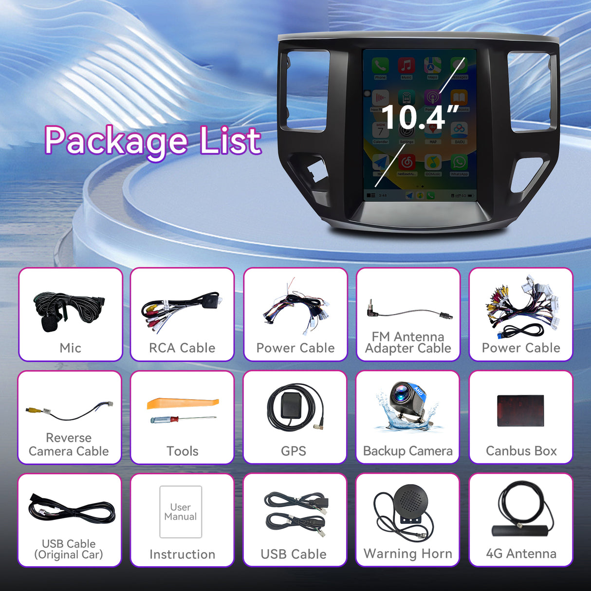 Car Stereo Radio Compatible with Nissan Pathfinder 2012-2020,8Core.10.4''Touchscreen Car Radio Support Bluetooth,Wireless CarPlay/Android Auto/5G/FM/GPS/SWC/Mirror Link Wait.