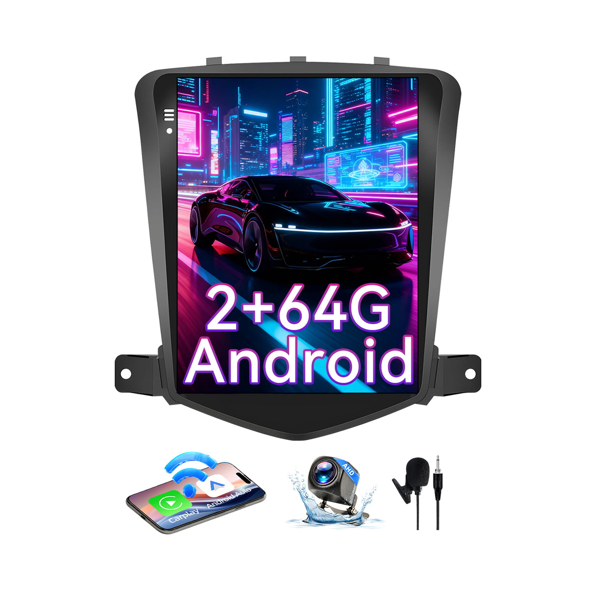 9.7" Android 13 Car Stereo Compatible with Chevy Cruze 2009-2014, 2+64GB Head Unit with Wireless CarPlay/Android Auto, GPS SWC FM Backup Camera