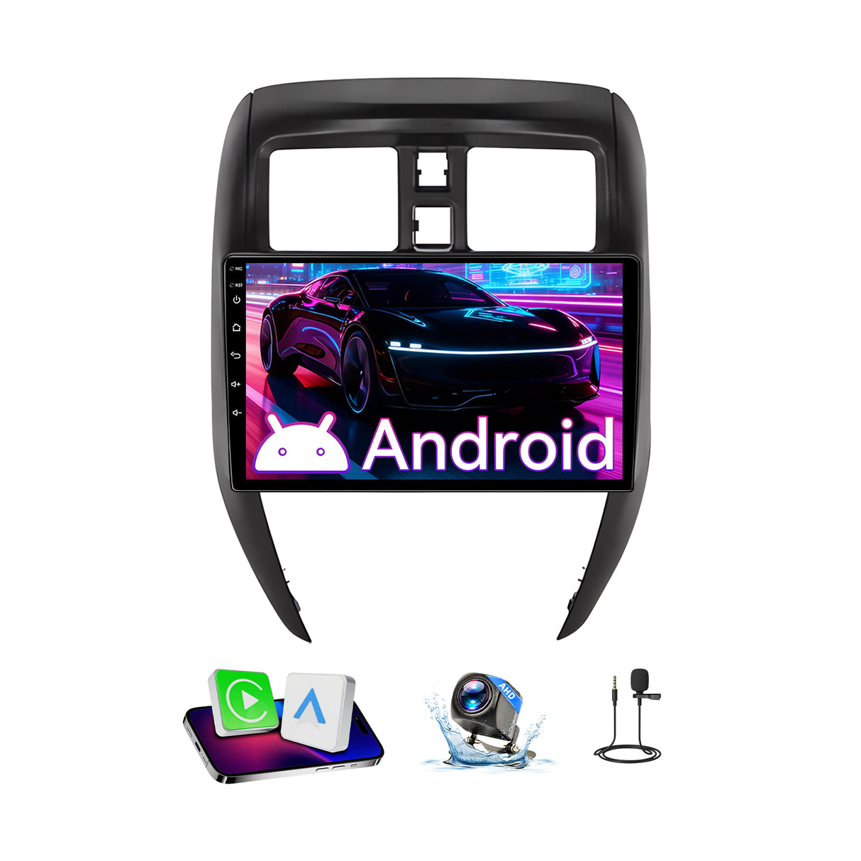 10" Android 13 Touchscreen Radio Compatible with Nissan Versa Sedan 2015-2019 — Wireless CarPlay, GPS & Backup Camera Included