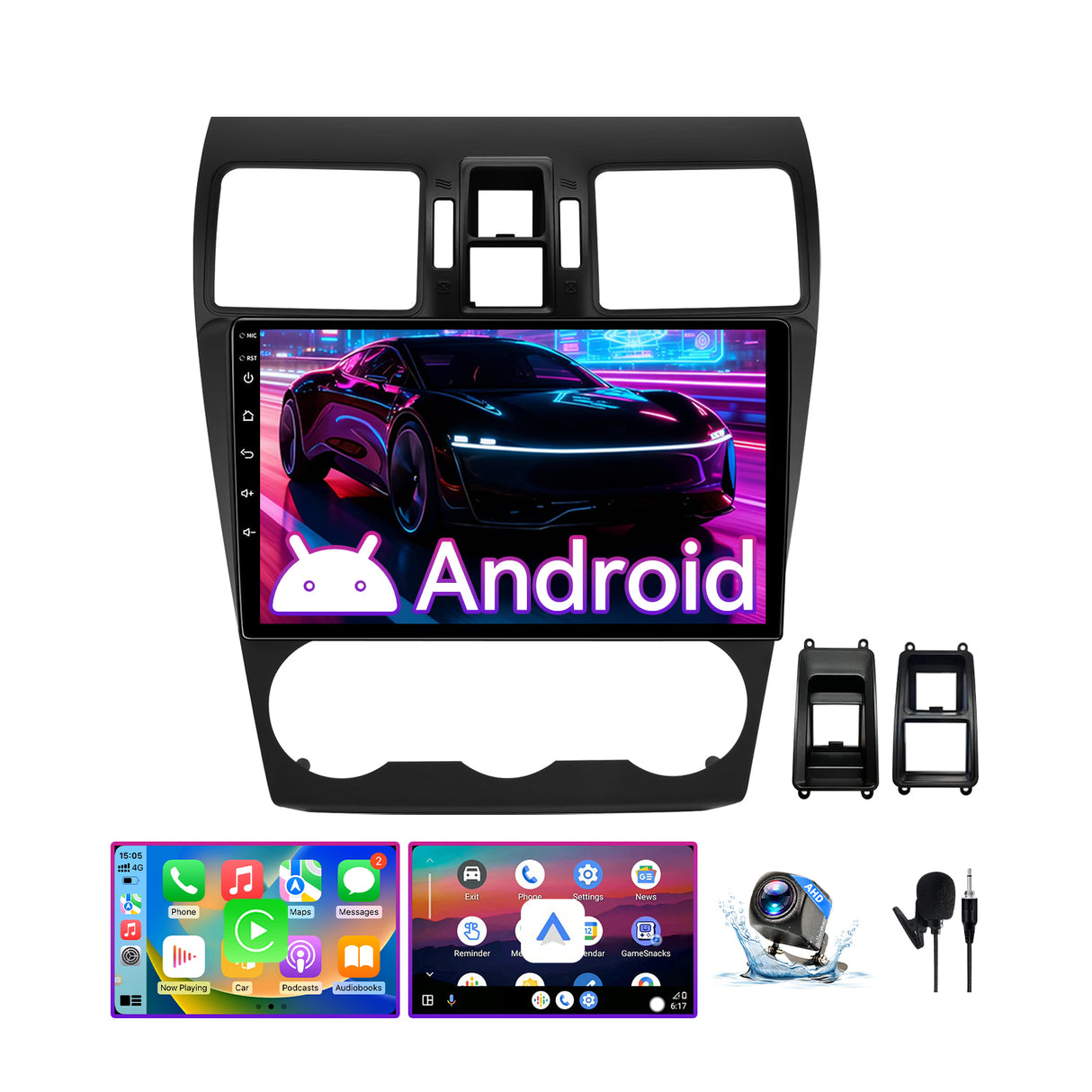 9 Inch Car Stereo Compatible with Subaru Forester WRX Impreza 2013-2015, 2GB+64GB Touch Screen Radio with Wireless CarPlay/Android Auto, GPS Navigation, WiFi, Bluetooth, Backup Camera & SWC