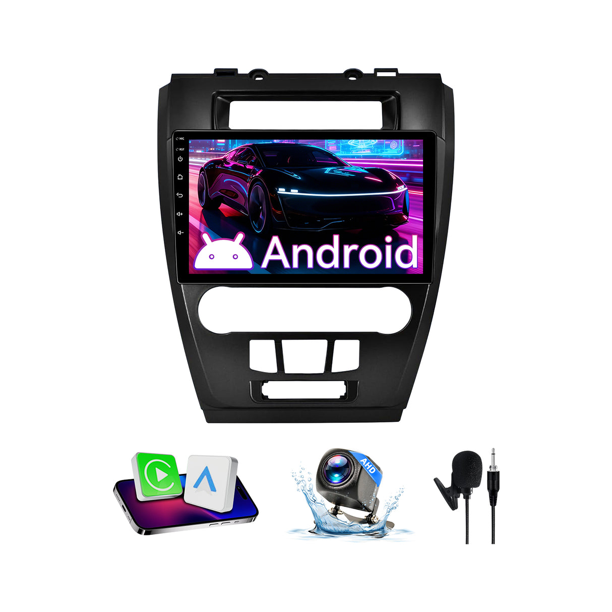 10.1" Android 13 Touchscreen Radio Compatible with Ford Fusion 2009-2012 — Wireless CarPlay, GPS & Backup Camera Included