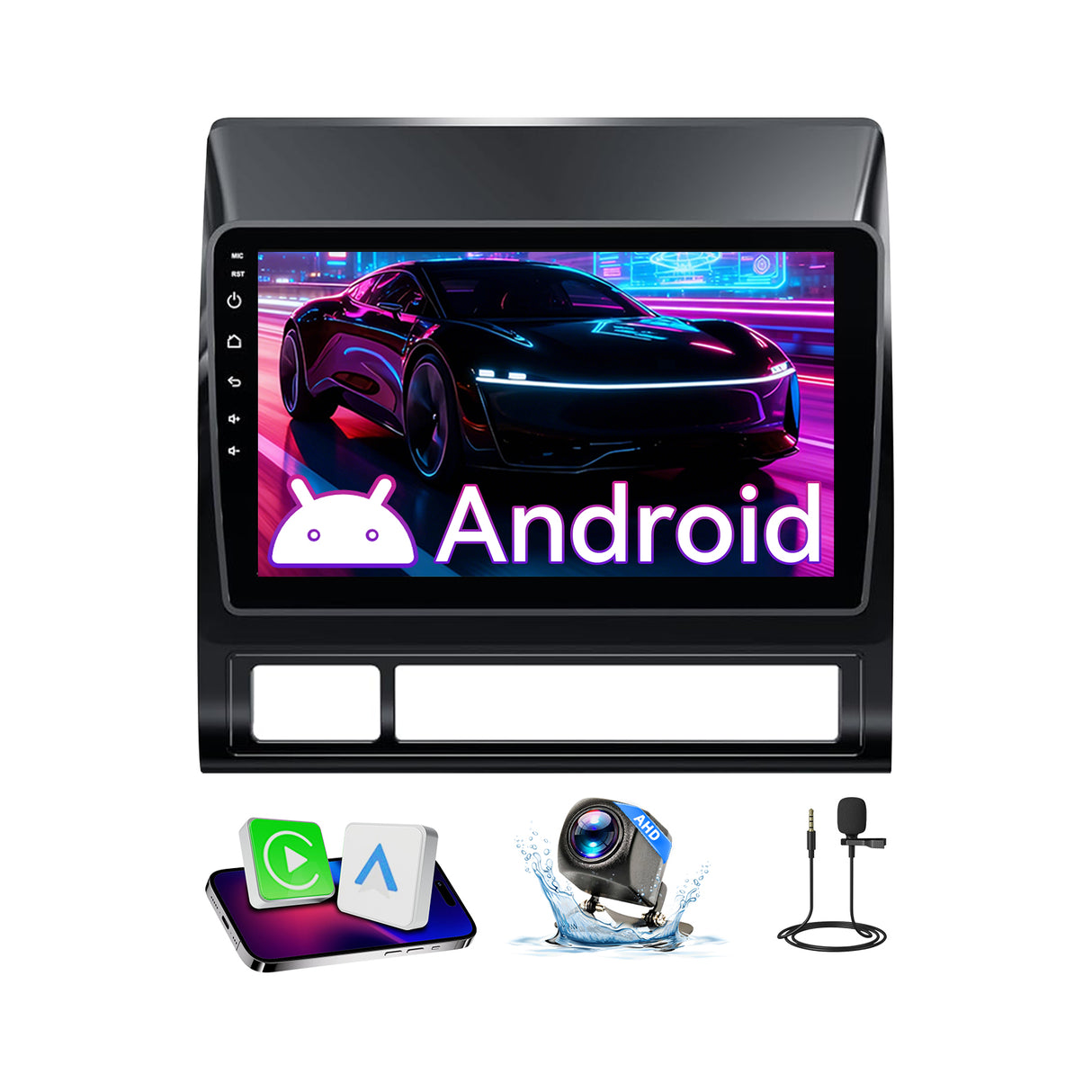 9" Android 13 Touchscreen Radio Compatible with Toyota Tacoma 2005-2015 — Wireless CarPlay, GPS, DSP & Backup Camera Included