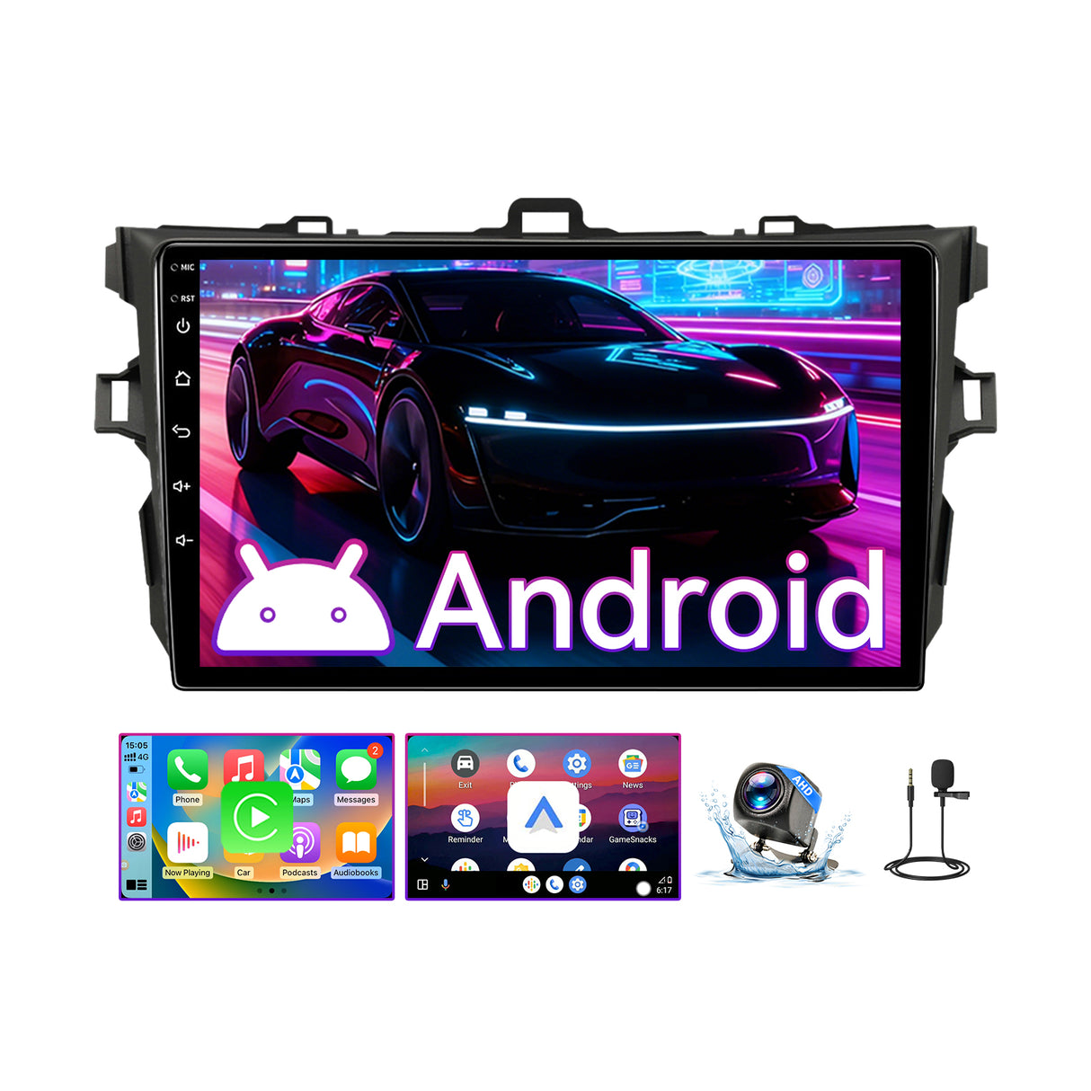 9" Android 13 Car Stereo Compatible with Toyota Corolla 2007-2013, Wireless CarPlay&Android Auto,Touch Screen Car Radio Support Bluetooth,GPS Navigation