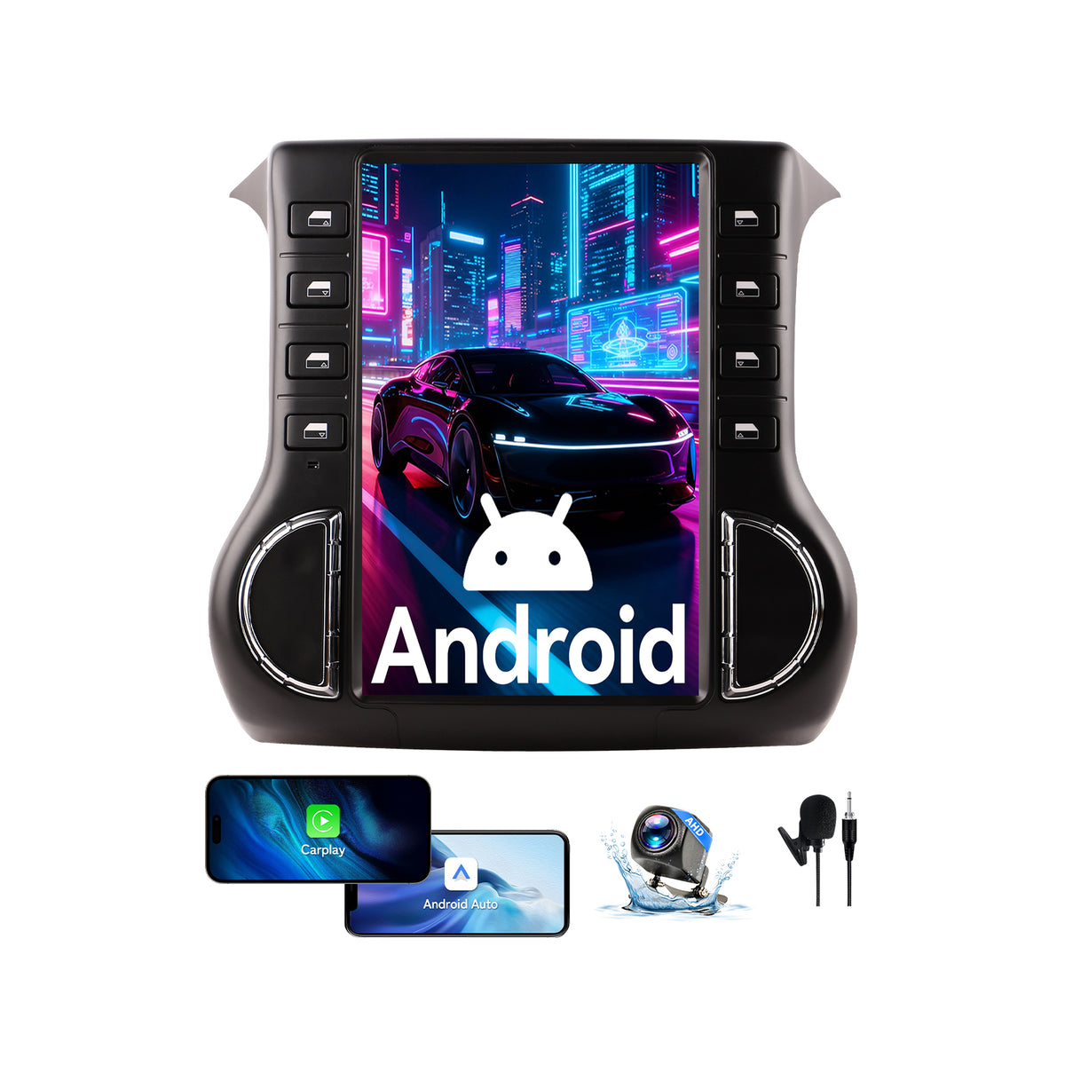 8-Core 8G+128G Android 13 Car Stereo Compatible with Jeep Wrangler 2011-2014, 12.1" Wireless CarPlay/Android Auto Head Unit with GPS & Backup Camera