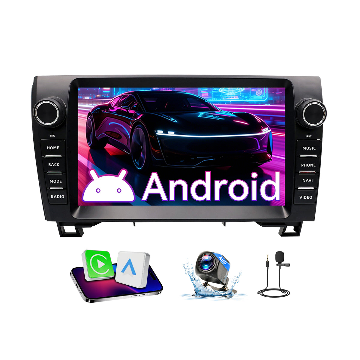 Car Stereo Compatible with Toyota Tundra 2006-2013 & Sequoia 2013-2019, 9" Wireless CarPlay/Android Auto Head Unit with GPS & Backup Camera