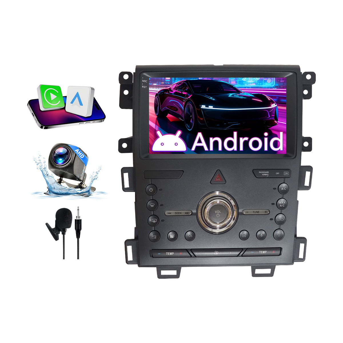 Car Stereo Compatible with Ford Edge 2010-2014, 9" 2GB+64GB Wireless CarPlay/Android Auto Head Unit with GPS Navigation & Backup Camera