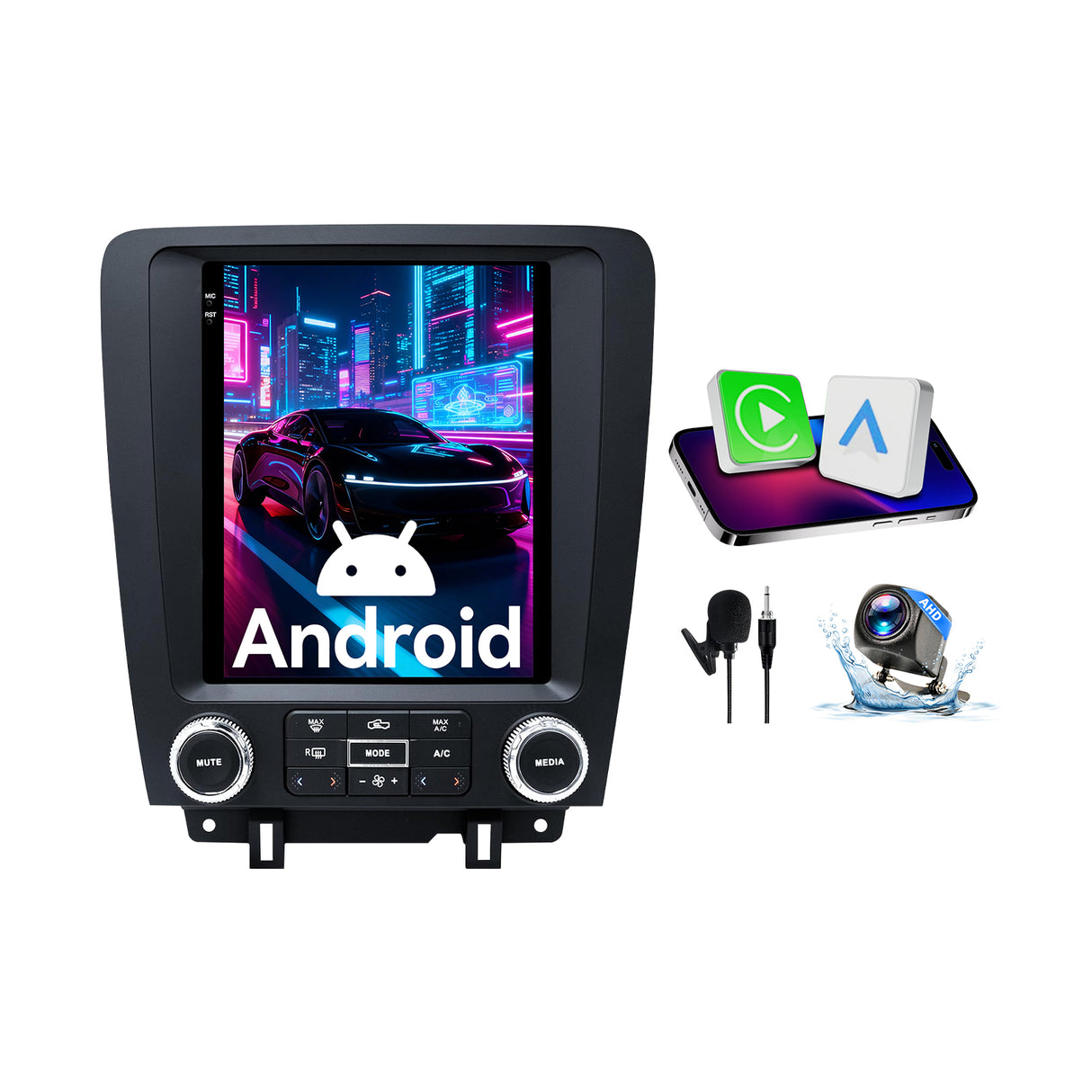 9.7" T-Style Android 13 Touchscreen Radio Compatible with Ford Mustang 2010-2014 — Wireless CarPlay, GPS & 1080P Backup Camera Included