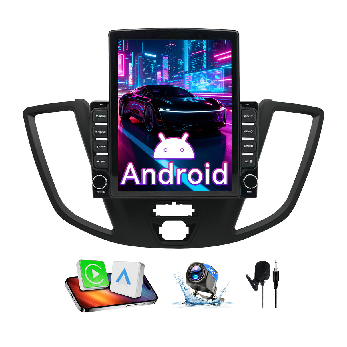 Car Stereo Compatible with Ford Transit 2013-2019, 9.7" Wireless CarPlay/Android Auto Head Unit with GPS Navigation & Backup Camera