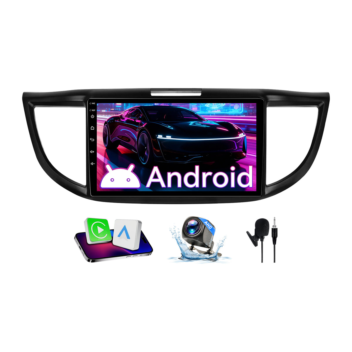 10" Android Touchscreen Car Stereo Compatible with Honda CRV 2012-2016 — Wireless CarPlay/Android Auto, GPS Navigation & AHD Backup Camera