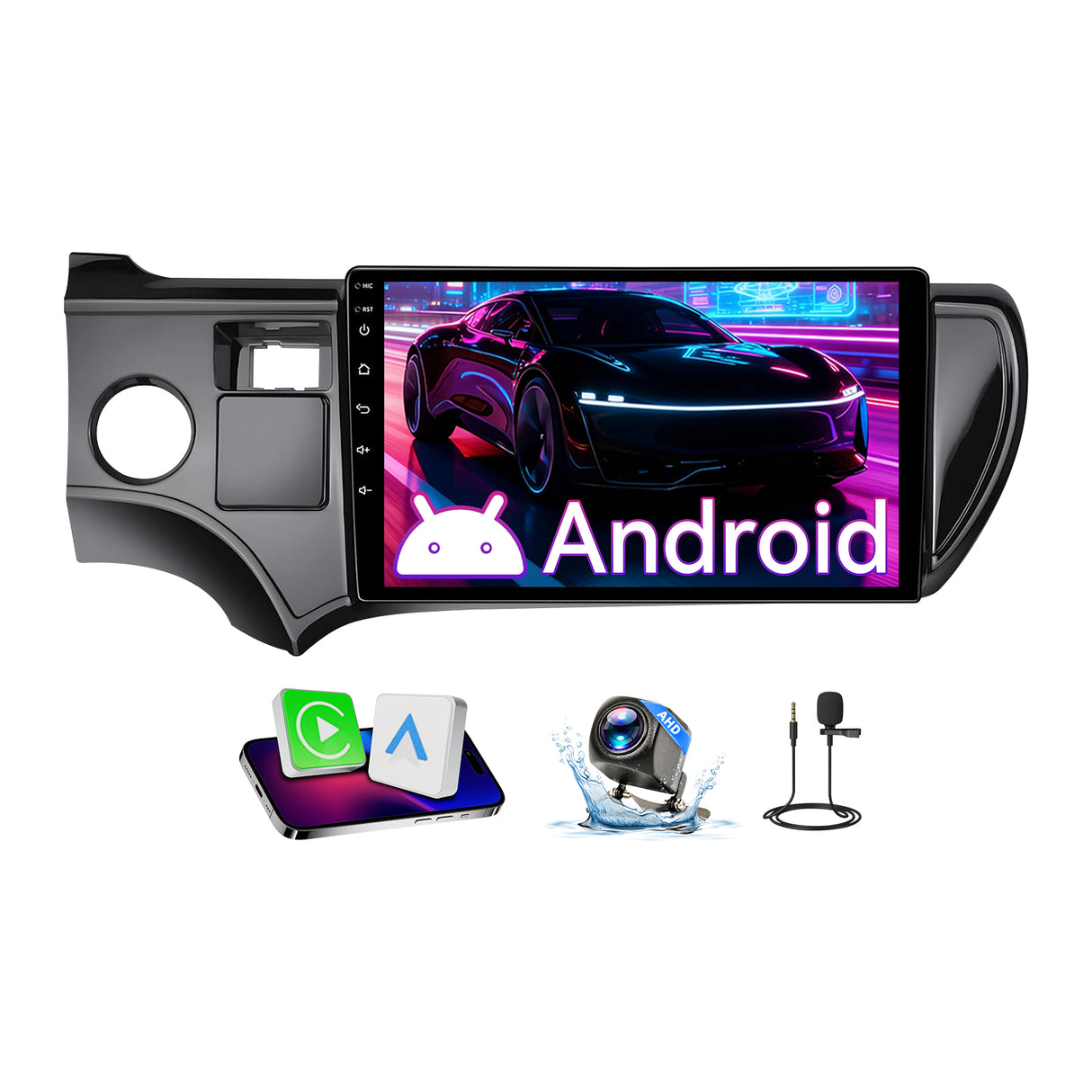 9" Android Touchscreen Radio Compatible with Toyota Prius C 2012-2014 — Wireless CarPlay, GPS & Backup Camera Included
