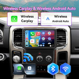10" Android 13 Touchscreen Radio Compatible with Dodge Ram 1500/2500/3500 2013-2018 — Wireless CarPlay, GPS & Backup Camera Included (Manual AC)