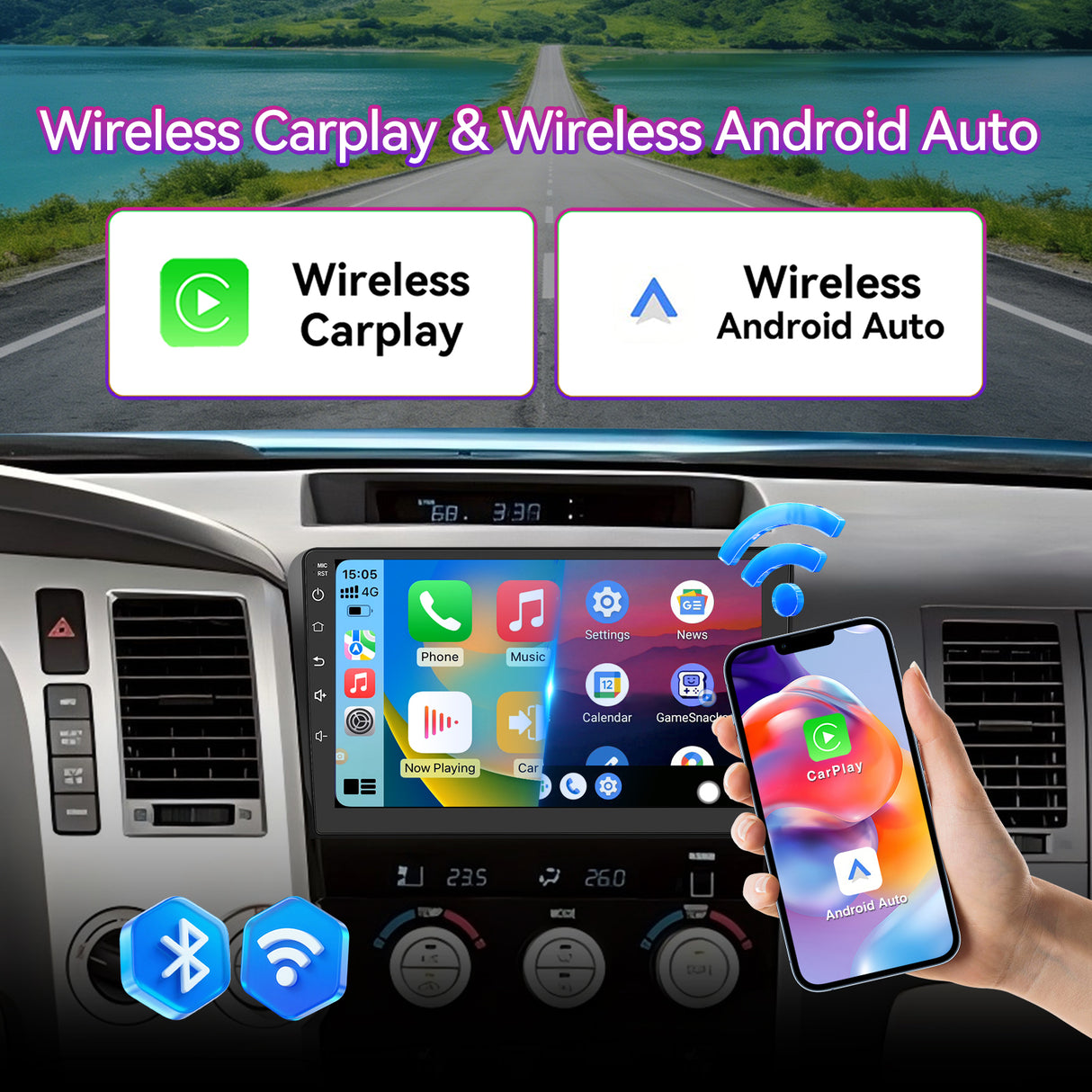 10" Android 13 Touchscreen Radio for Toyota Tundra 2007-2013 / Sequoia 2008-2018 — Wireless CarPlay, GPS & Customizable Audio