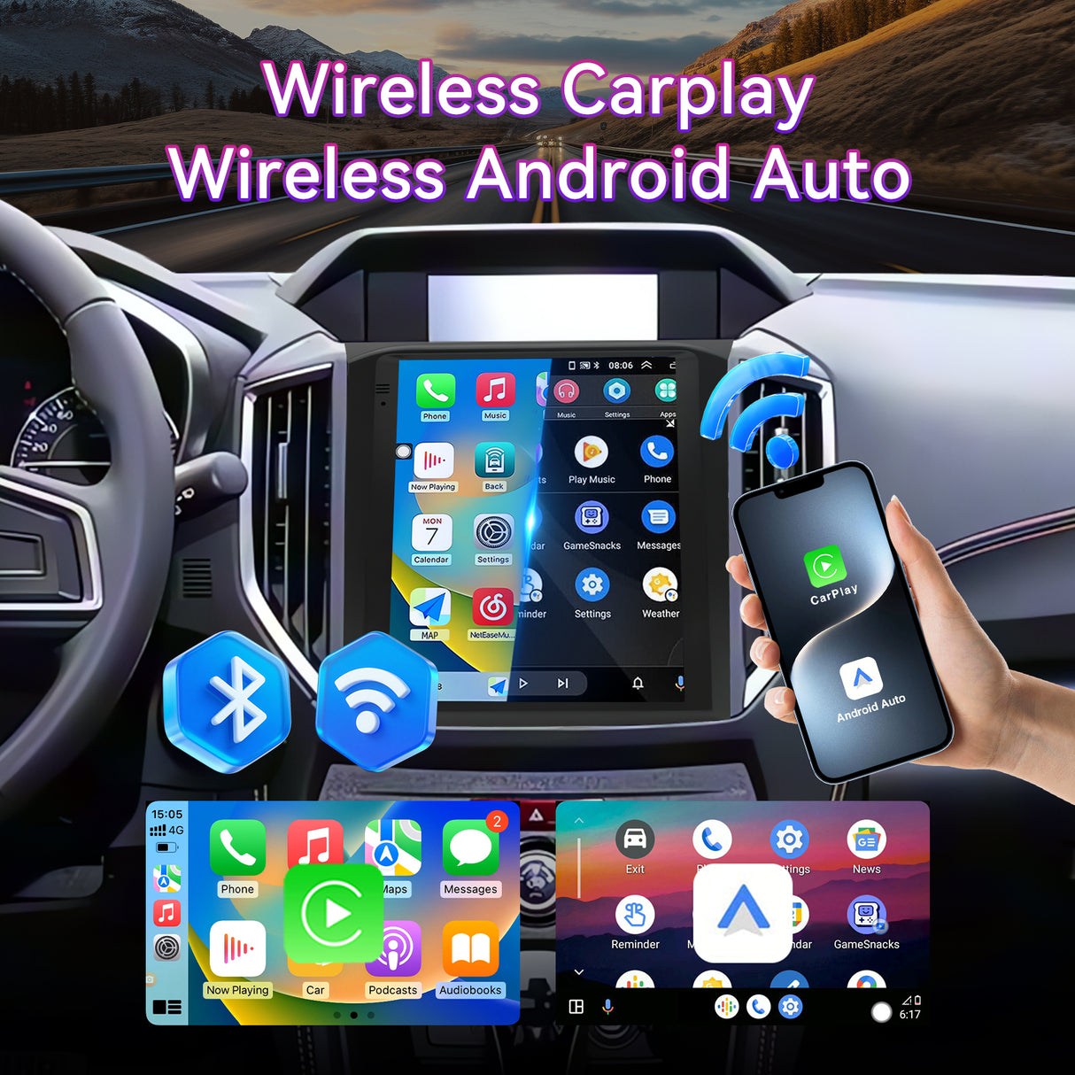 Car Radio Compatible With Subaru XV/Crosstrek  2018–2021,4G+64G,9.7" Touch Screen Car Stereo with Wireless Carplay&Android Auto,FM/GPS/SWC/Mirror Link/Backup Camera