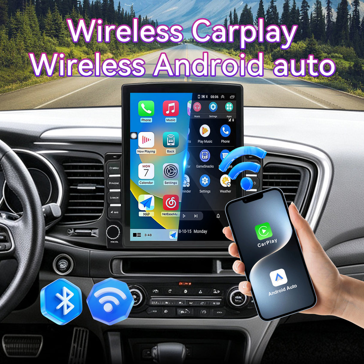 Android  Car Stereo Compatible with Kia Optima K5 2013-2015, 9.7" Wireless CarPlay/Android Auto Head Unit with GPS Navigation & Backup Camera