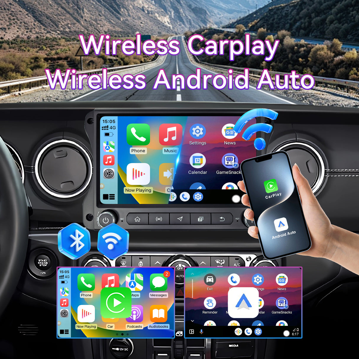 10" Car Stereo Compatible with Jeep Wrangler JL 2018-2022 & Gladiator 2020-2022, Wireless CarPlay/Android Auto, 4GB+64GB, GPS Navigation, Backup Camera & SWC