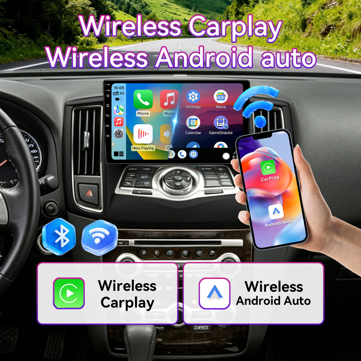9" Touchscreen Radio Compatible with Nissan Maxima 2009-2014 — Wireless CarPlay, Multimedia Receiver with GPS Bluetooth ＆ Backup Camera