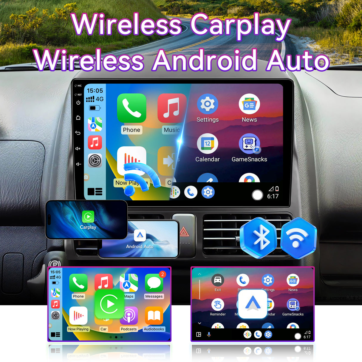 Android 13 Car Stereo Compatible with Honda CRV 2002-2006 — 9.7" Wireless CarPlay/Android Auto Head Unit with GPS, Backup Camera & SWC