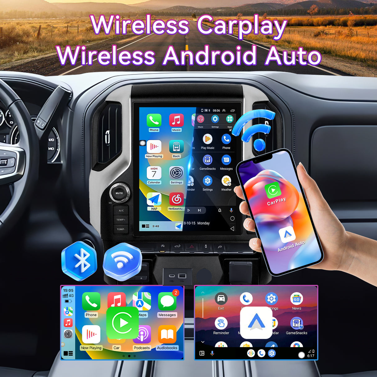 ULHOME 12.1" Touchscreen Car Stereo Radio Compatible with Chevy Silverado/GMC Sierra 2019-2022, 8-Core 4G+64G Head Unit with Wireless CarPlay/Android Auto, GPS Navigation & Multimedia Player