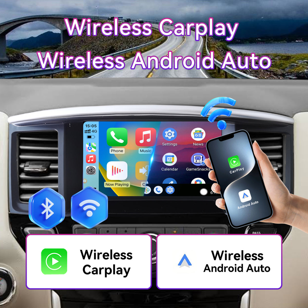 9" Touchscreen Radio Compatible with Nissan Pathfinder 2012-2020 — Wireless CarPlay, GPS & Backup Camera Included