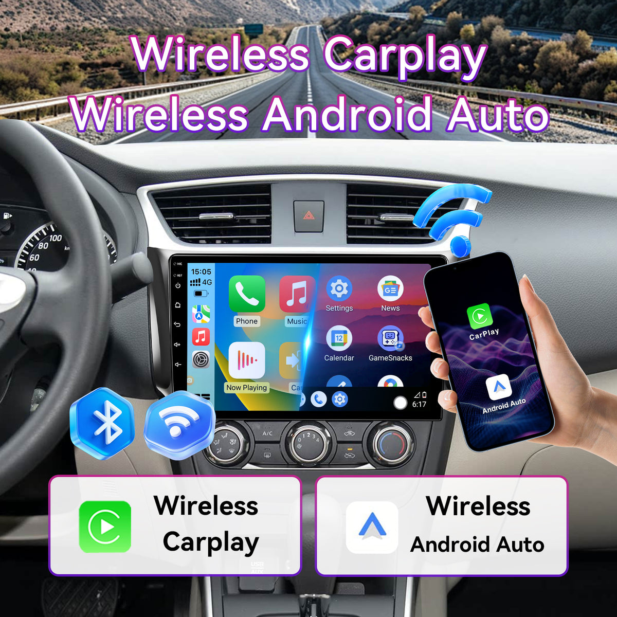 10" Vertical Android Car Stereo Compatible with Nissan Sentra 2013-2017 — Wireless CarPlay/Android Auto, GPS Navigation & AHD Backup Camera