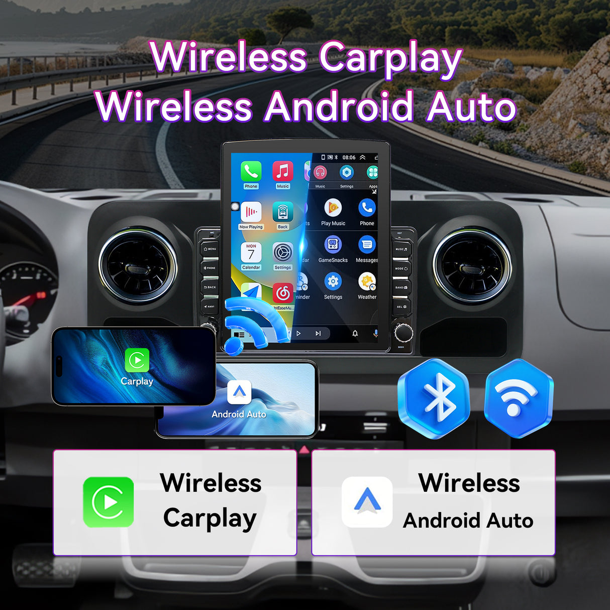 Car Radio Compatible With Mercedes-Benz Sprinter 2019-2021,4G+64G,9.7" Touch Screen Car Stereo with Wireless Carplay&Android Auto,Blue-Tooth/GPS/Navigation/FM/SWC/Mirror Link/Backup Camera
