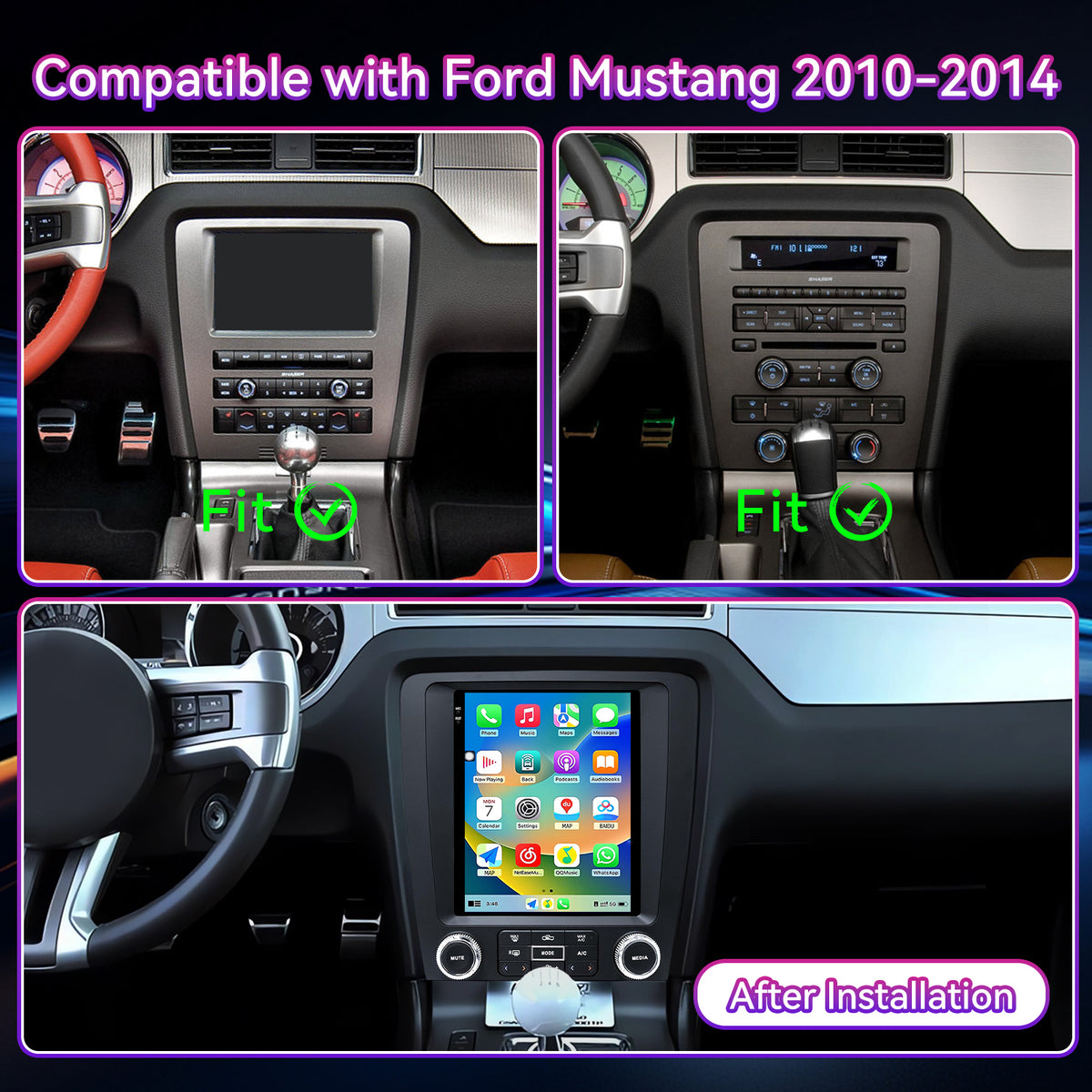 9.7" T-Style Android 13 Touchscreen Radio Compatible with Ford Mustang 2010-2014 — Wireless CarPlay, GPS & 1080P Backup Camera Included