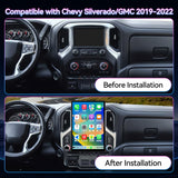15.6''2K IPS Touch Screen Car Stereo Radio Compatible with Chevrolet Silverado＆GMC Sierra 2019-2022.4G+64G,Wireless Carplay＆Android Auto, GPS Navigation Multimedia Player Head Unit