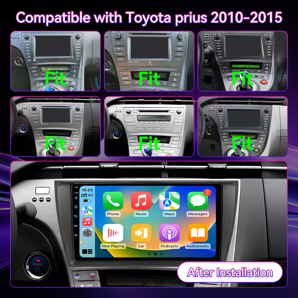 Android 13 Car Stereo Compatible with Toyota Prius 2010-2015, 9" Wireless CarPlay/Android Auto Head Unit with GPS Navigation & Backup Camera