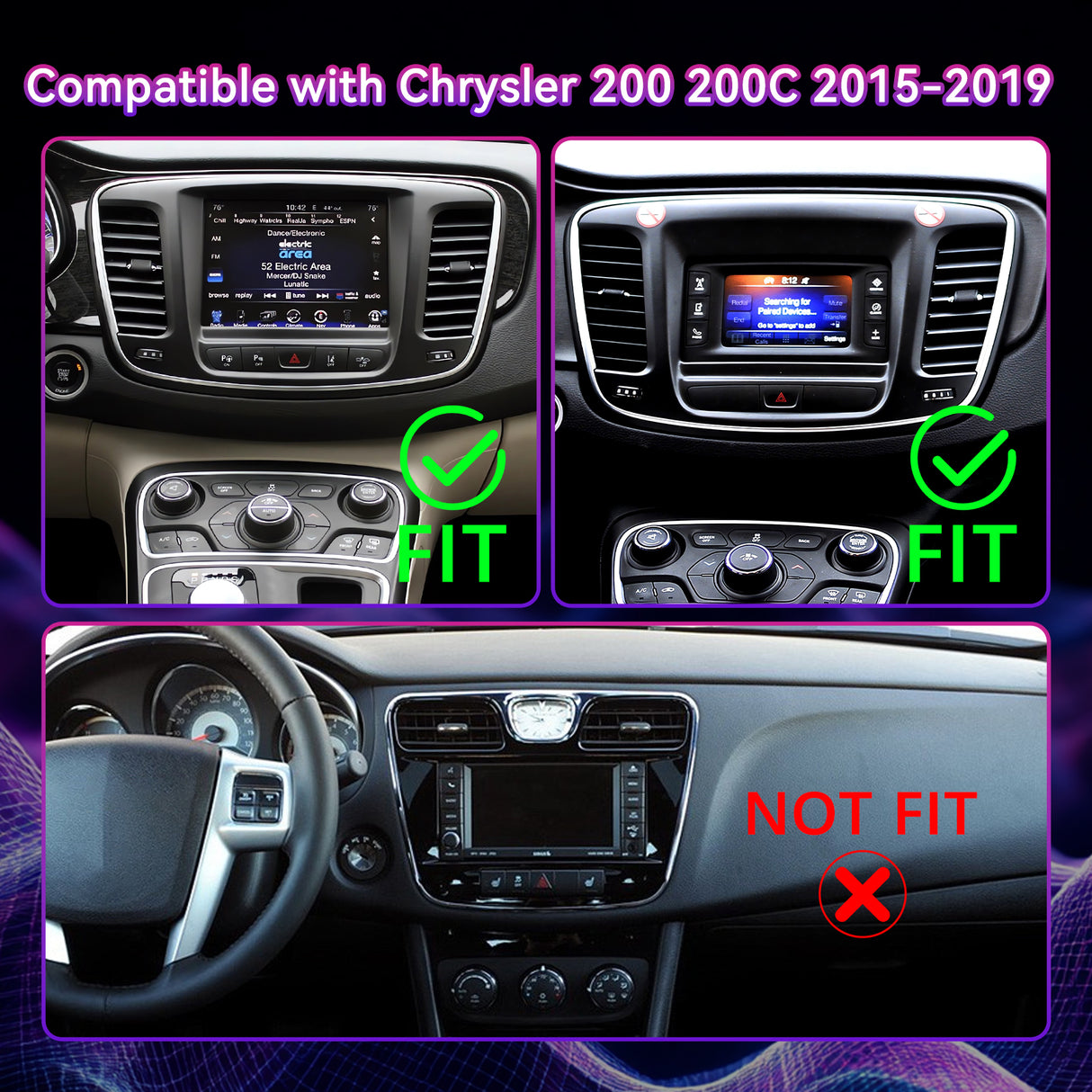 Android 13 Car Stereo Compatible with Chrysler 200 Series 2015-2019, 9" Wireless CarPlay/Android Auto Head Unit with GPS Navigation & 1080P Backup Camera