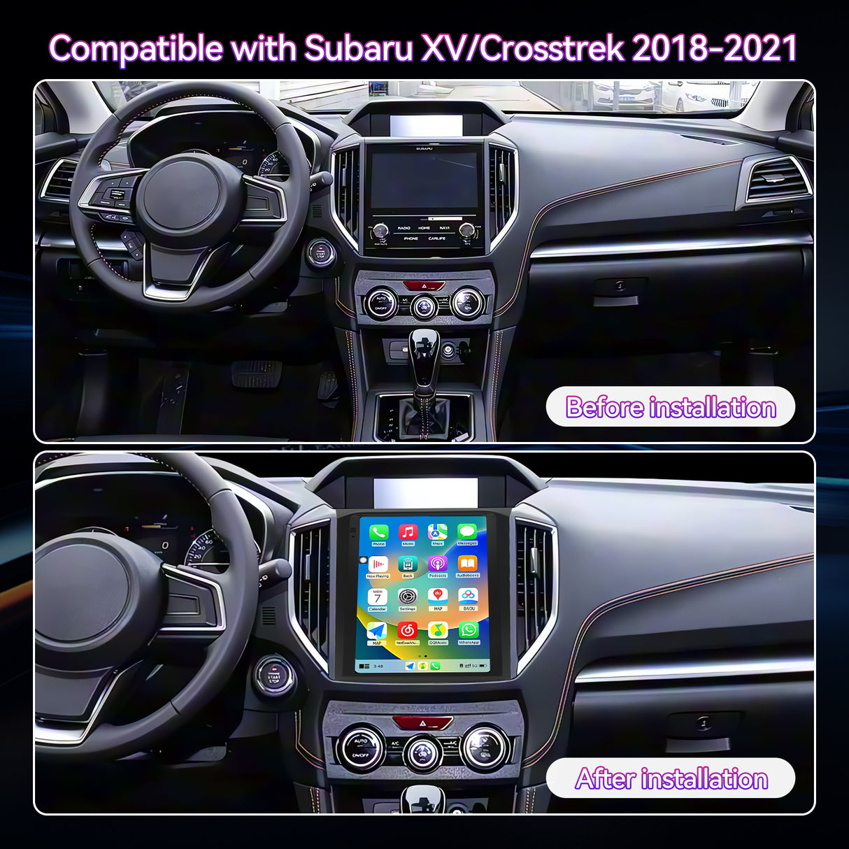 Car Radio Compatible With Subaru XV/Crosstrek  2018–2021,4G+64G,9.7" Touch Screen Car Stereo with Wireless Carplay&Android Auto,FM/GPS/SWC/Mirror Link/Backup Camera