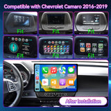 13" Touchscreen Android Car Stereo Compatible with Chevrolet Camaro 2016-2019, 4GB+64GB Wireless CarPlay/Android Auto Head Unit with Physical Knobs & Backup Camera