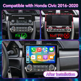 Android Car Stereo Compatible with Honda Civic 2016-2020, 9" Wireless CarPlay/Android Auto Head Unit with GPS Navigation & AHD Backup Camera