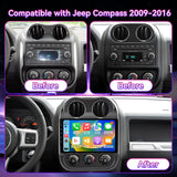 10" Car Stereo Compatible with Jeep Compass 2010-2016 & Patriot 2009-2016, Wireless CarPlay/Android Auto, GPS & SWC