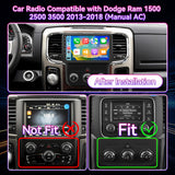 10" Android 13 Touchscreen Radio Compatible with Dodge Ram 1500/2500/3500 2013-2018 — Wireless CarPlay, GPS & Backup Camera Included (Manual AC)