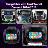 Car Radio Compatible with Ford Transit Connect 2014-2018,9 Inch Touch Screen Car Stereo with Wireless Carplay Android Auto,GPS FM WiFi Bluetooth Backup Camera.4+64GB
