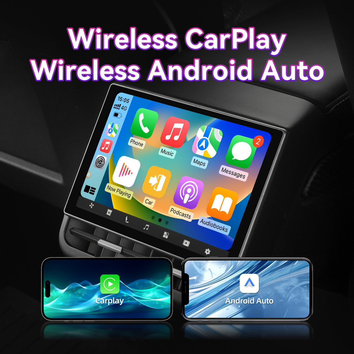 8.7" Rear Screen Compatible with Tesla Model 3 2019-2023 & Model Y 2019-2024,4+64G Rear Seat Entertainment Display Screen with Air Conditioning Control,Wireless Carplay/Android auto