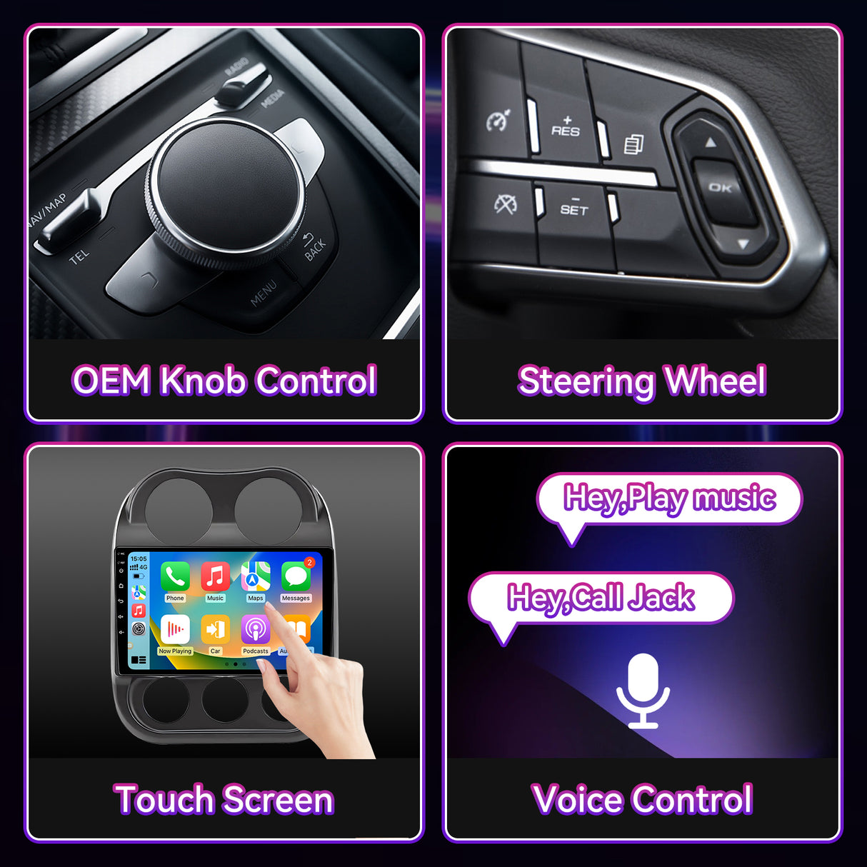 10" Car Stereo Compatible with Jeep Compass 2010-2016 & Patriot 2009-2016, Wireless CarPlay/Android Auto, GPS & SWC