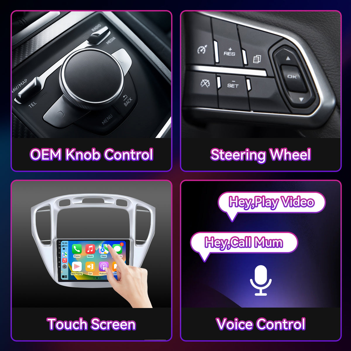 9" Android 13 Touchscreen Radio Compatible with Toyota Highlander 2000-2007 — Wireless CarPlay, GPS & Backup Camera Included