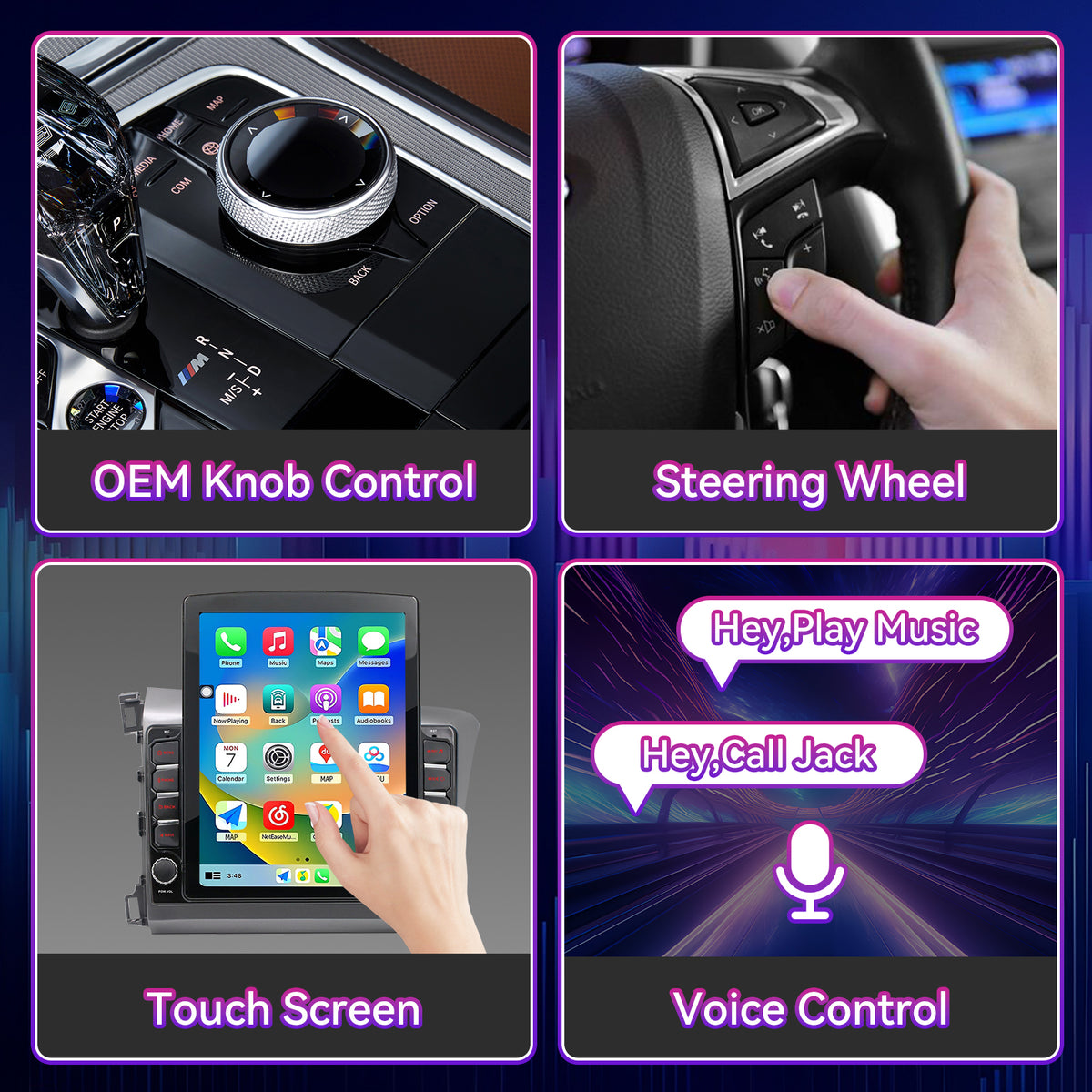 9.7" Touchscreen Radio Compatible with Honda Civic 2012-2015 — Wireless CarPlay, GPS & AHD Backup Camera Included