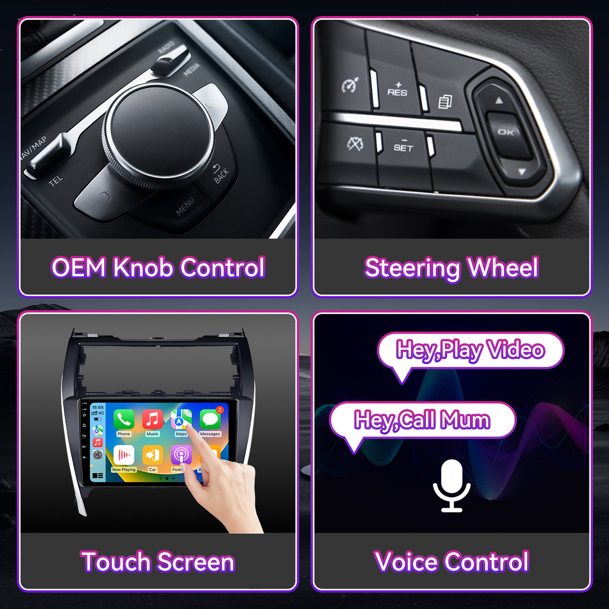 10.1" Touchscreen Car Stereo Radio Compatible with Toyota Camry 2012-2014, Wireless CarPlay/Android Auto, 2GB+64GB Head Unit with GPS & Backup Camera