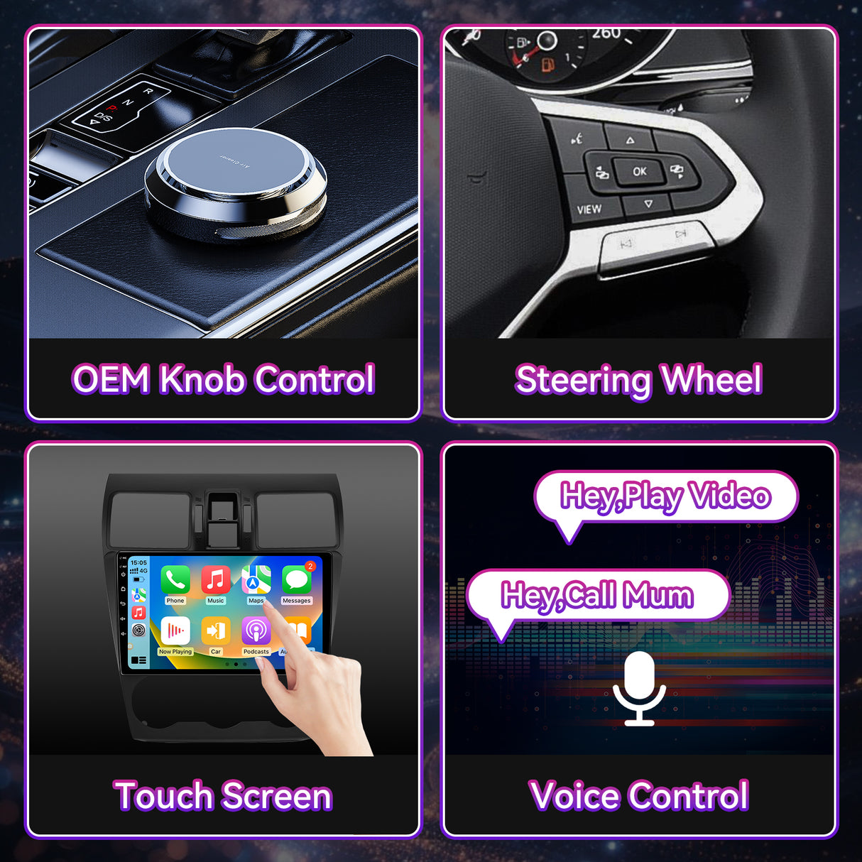 9 Inch Car Stereo Compatible with Subaru Forester WRX Impreza 2013-2015, 2GB+64GB Touch Screen Radio with Wireless CarPlay/Android Auto, GPS Navigation, WiFi, Bluetooth, Backup Camera & SWC