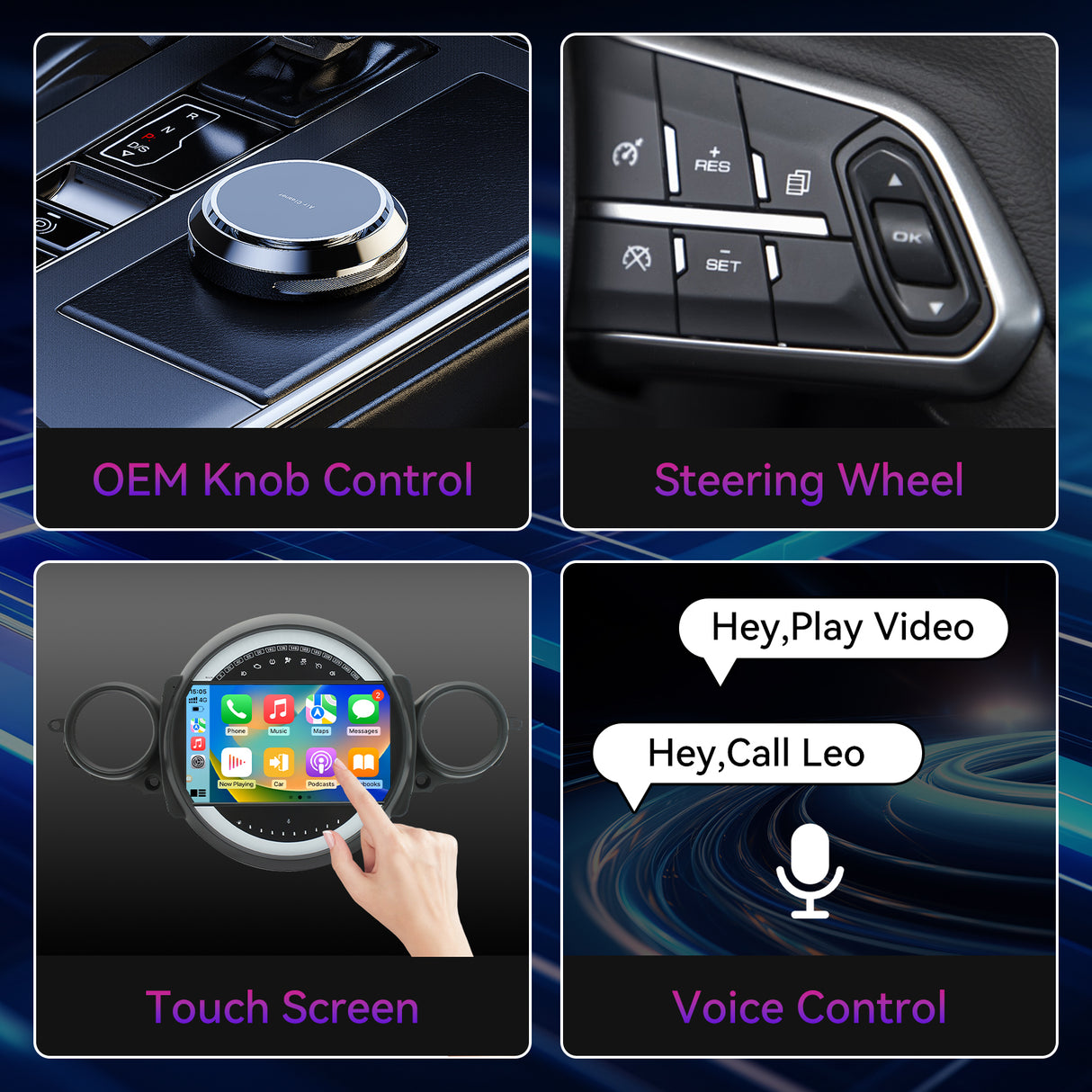 Car Radio Compatible With BMW Mini Cooper 2007-2014,4G+64G,9" Touch Screen Car Stereo with Wireless Carplay&Android Auto,FM/GPS/SWC/Mirror Link/Backup Camer