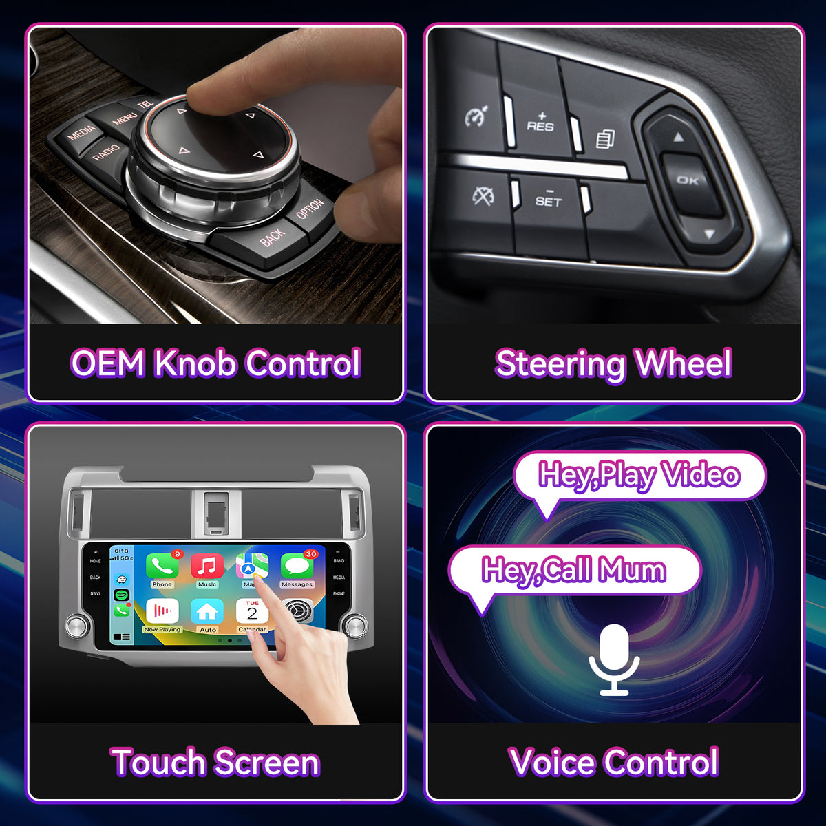 10.33" 4GB+64GB Android Car Stereo Compatible with Toyota 4Runner 2009-2019 — Wireless CarPlay/Android Auto, GPS, Custom EQ & AHD Backup Camera