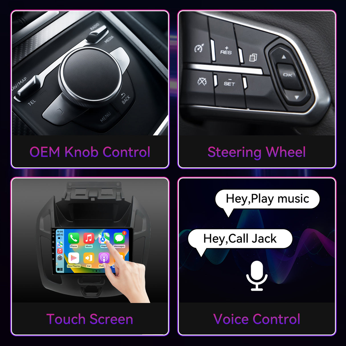 Car Radio Compatible with Ford Transit Connect 2014-2018,9 Inch Touch Screen Car Stereo with Wireless Carplay Android Auto,GPS FM WiFi Bluetooth Backup Camera.4+64GB