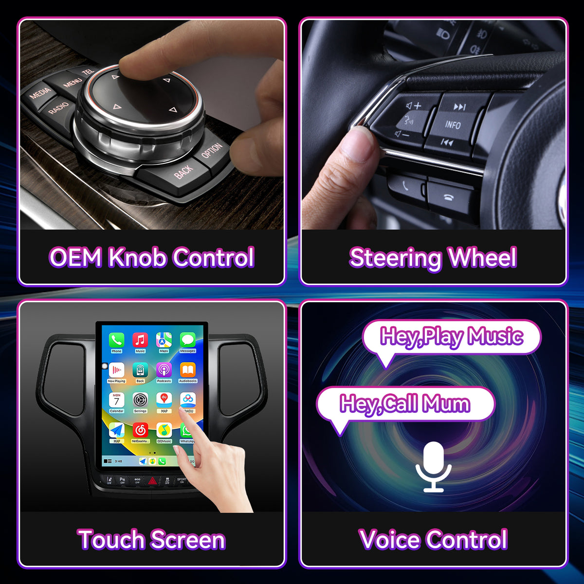 Qualcomm 8-Core Android Car Stereo Compatible with Jeep Grand Cherokee 2014-2021, 12.1" Vertical 2K Touchscreen with Wireless CarPlay/Android Auto, DSP & GPS