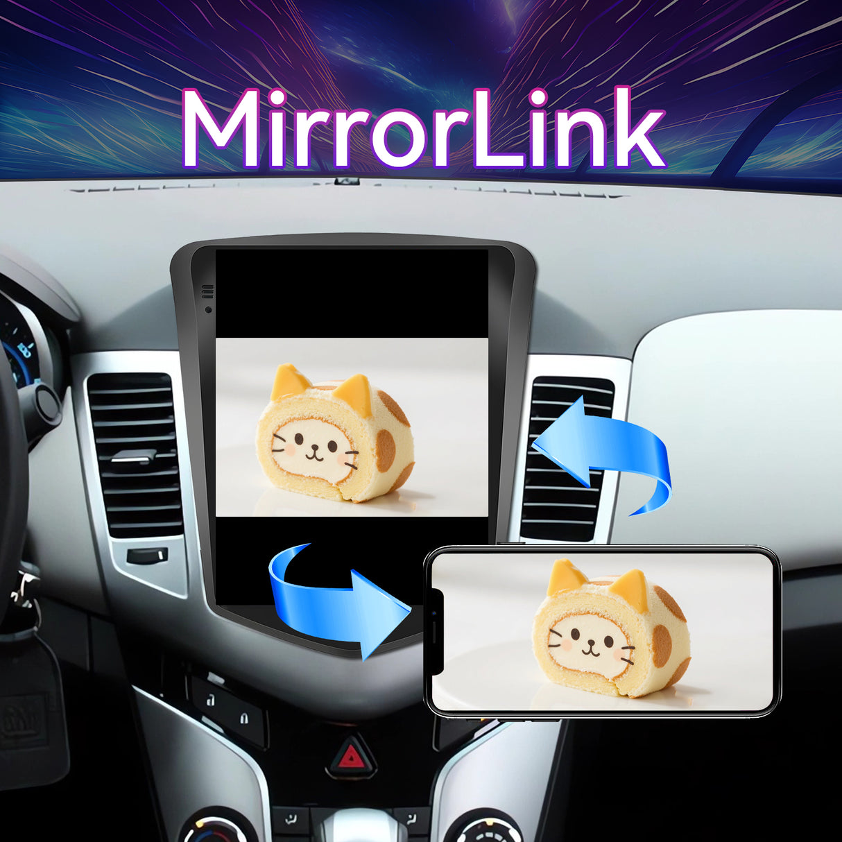 9.7" Android 13 Car Stereo Compatible with Chevy Cruze 2009-2014, 2+64GB Head Unit with Wireless CarPlay/Android Auto, GPS SWC FM Backup Camera