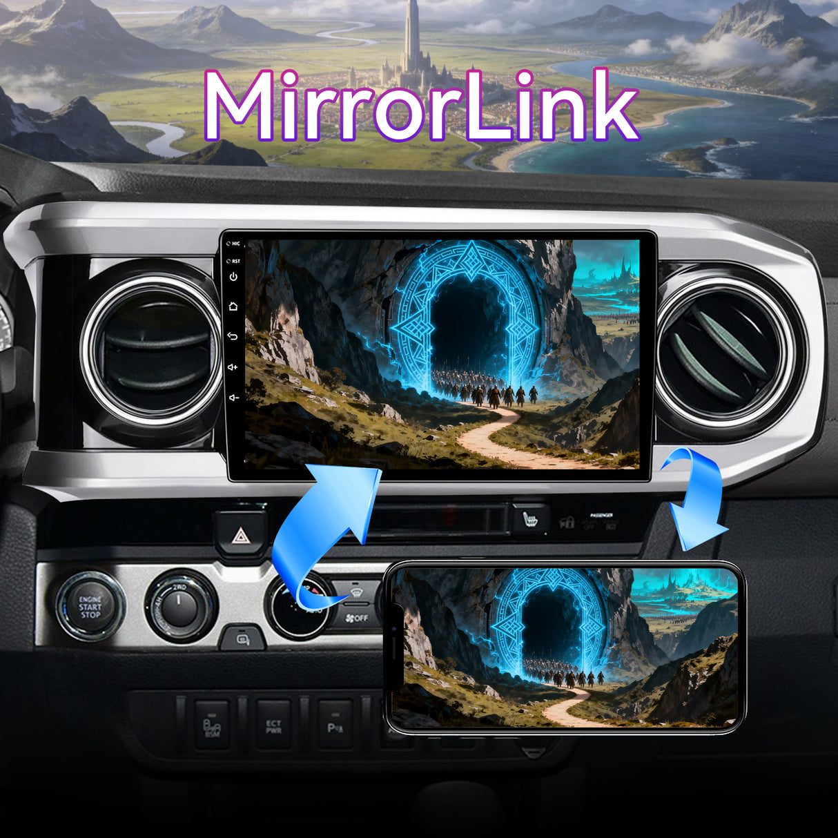 10" Touchscreen Car Stereo Compatible with Toyota Tacoma 2016-2021, Wireless CarPlay/Android Auto Head Unit with GPS Navigation & Backup Camera