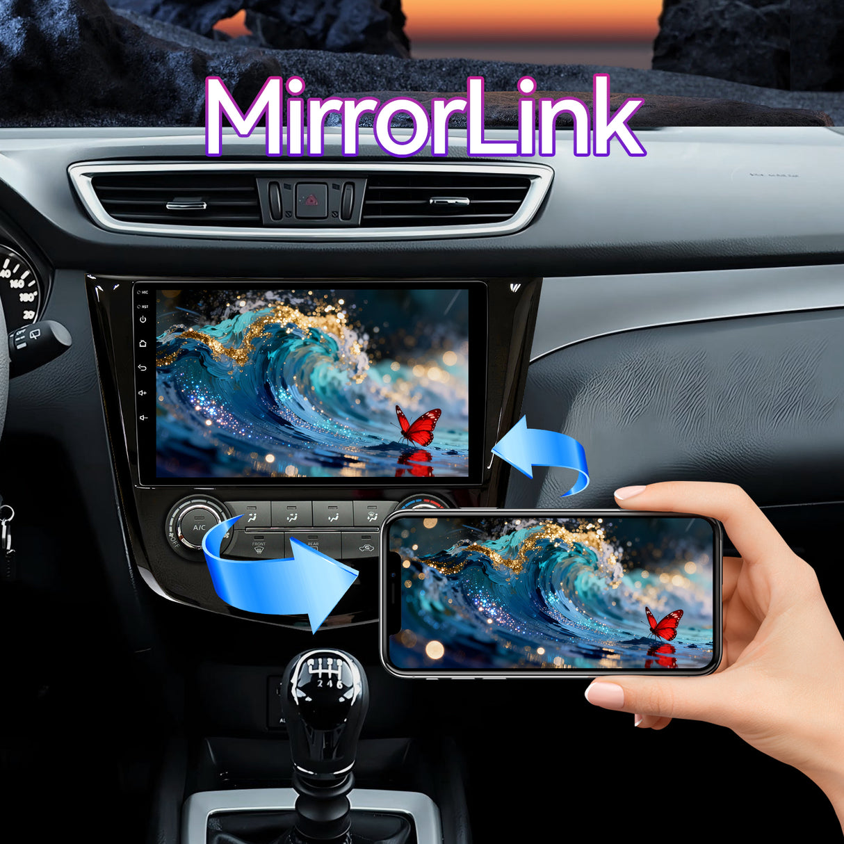 Car Stereo Radio Compatible with Nissan Rogue 2014-2018 (Manual AC Only),10.1" Wireless CarPlay/Android Auto Head Unit with GPS & Backup Camera