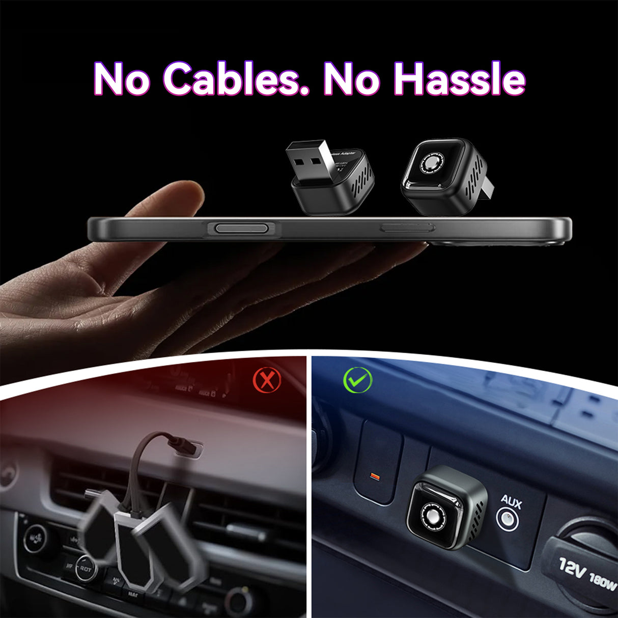 Wireless Carplay＆Android Auto Adapter for Car with OEM Wired CarPlay/Android Auto